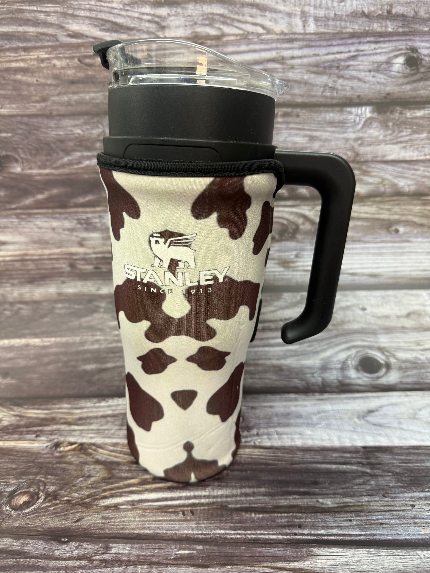 Brown and White Cow Cup Koozie 40oz