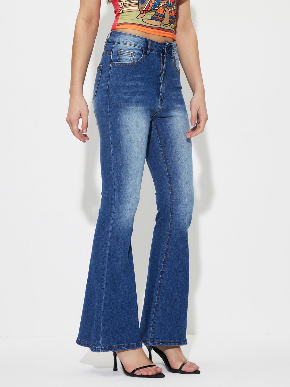 Mid-Rise Waist Bootcut Jeans
