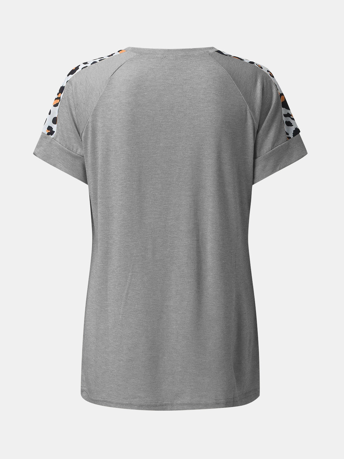 Full Size Leopard Round Neck Short Sleeve T-Shirt