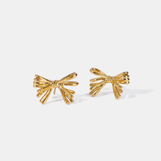 16K Gold-Plated Stainless Steel Bow Earrings