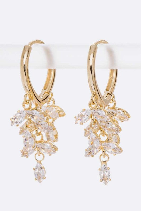 Cubic Zirconia Mix Drop Hoop Earrings