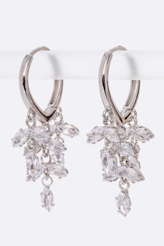 Cubic Zirconia Mix Drop Hoop Earrings