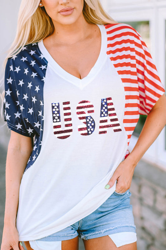 USA V-Neck Short Sleeve T-Shirt