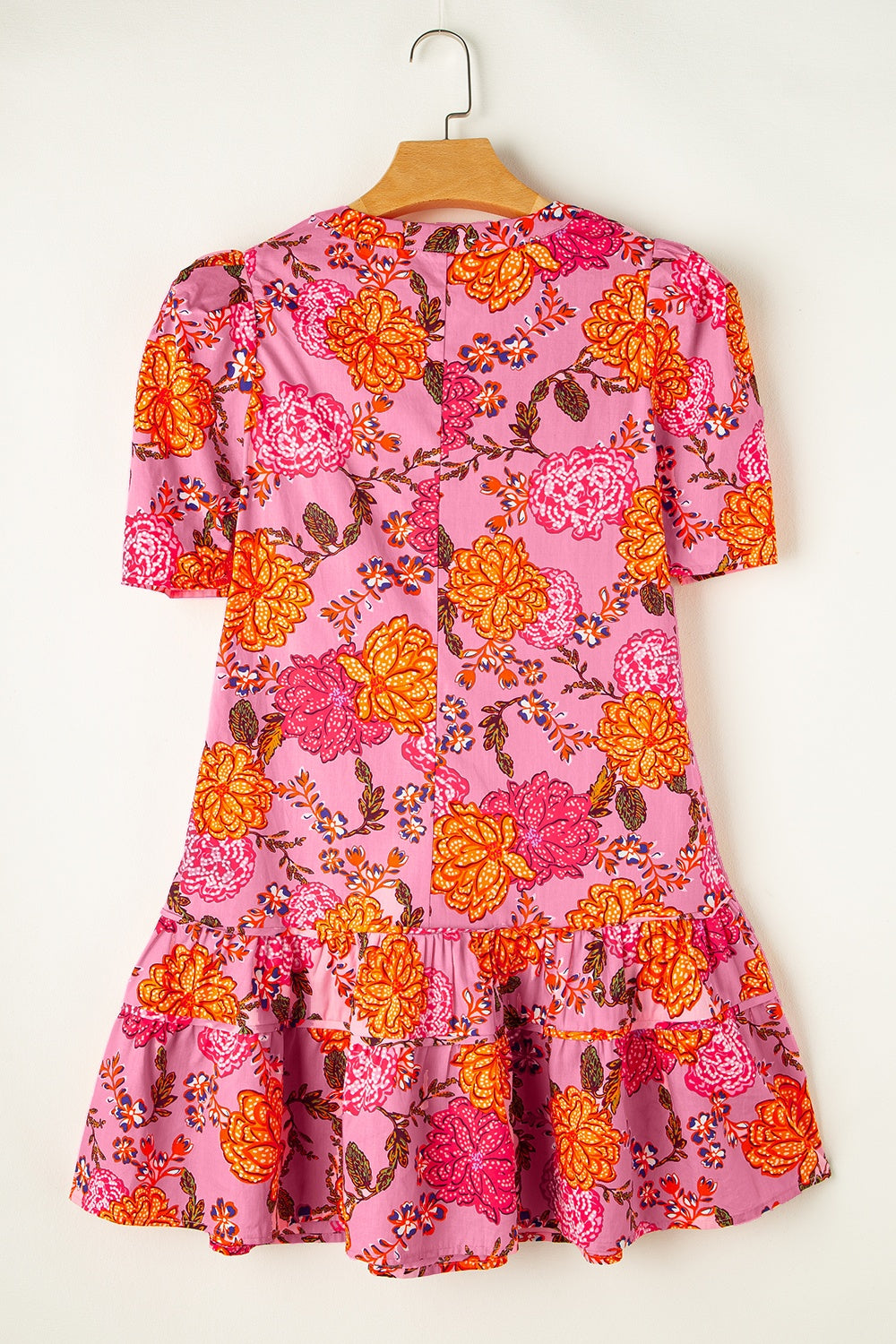 Ruffled Printed Short Sleeve Mini Dress