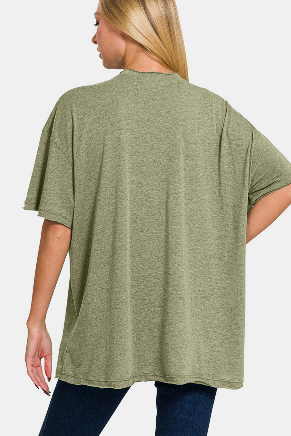 Zenana Drop Shoulder Oversized Front Pocket T-Shirt