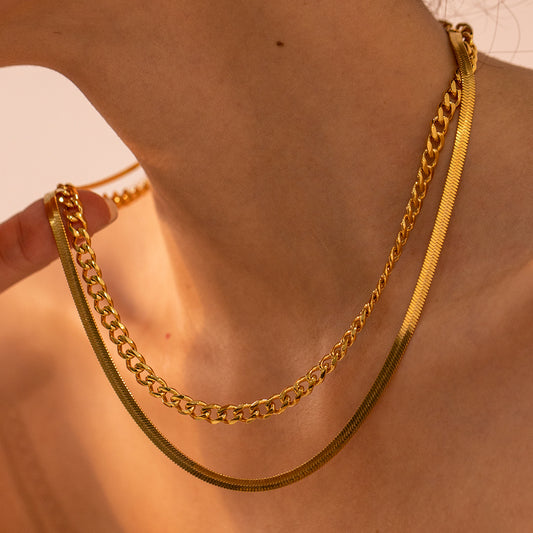 18K Gold-Plated Double Layered Necklace