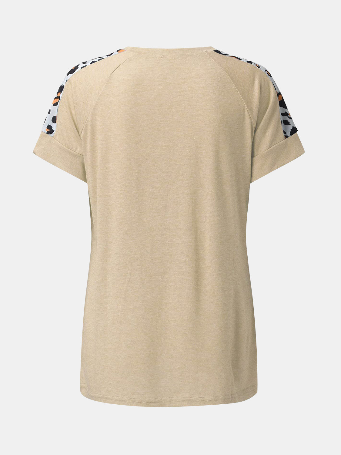 Full Size Leopard Round Neck Short Sleeve T-Shirt
