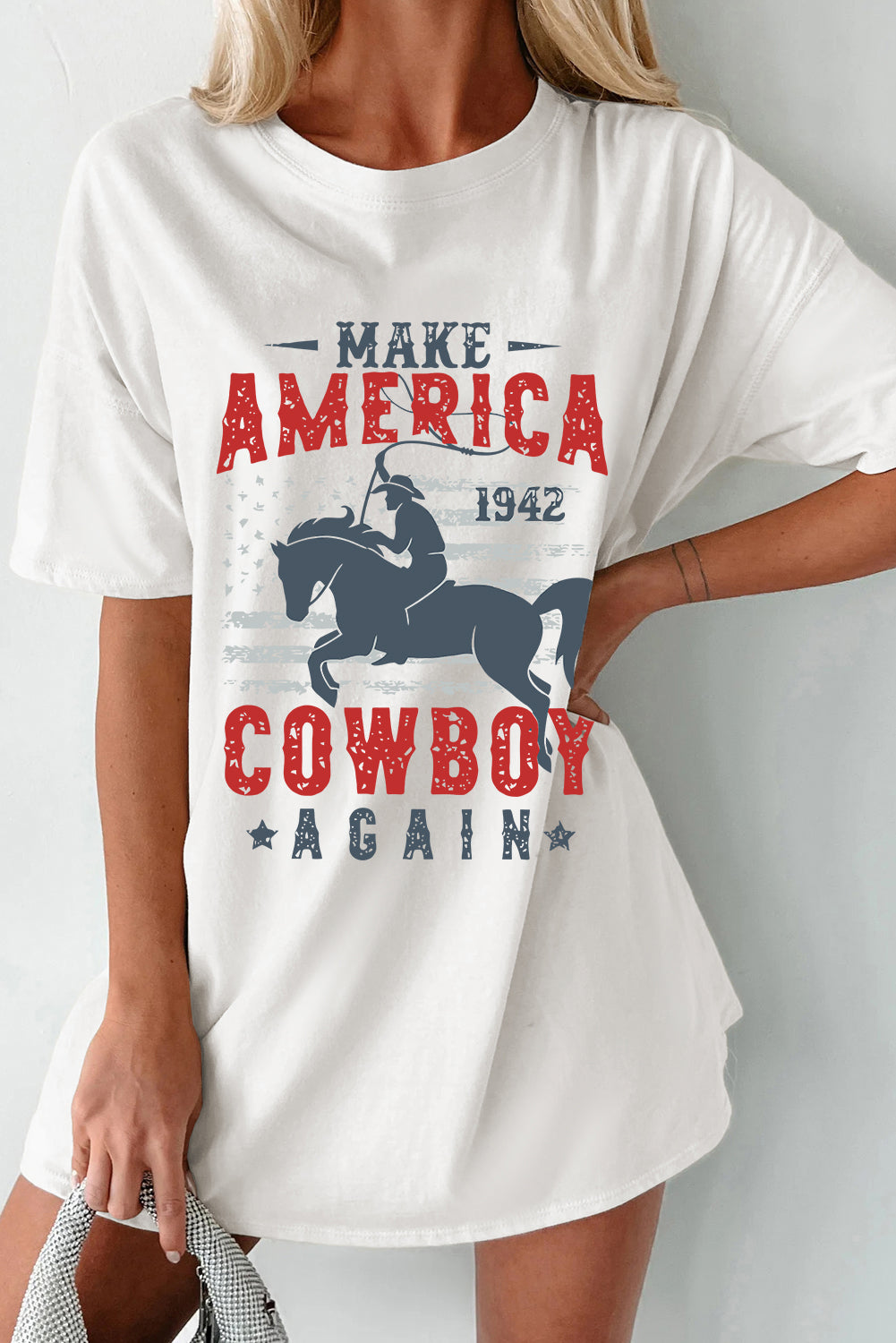 Cowboy Graphic Round Neck Half Sleeve T-Shirt