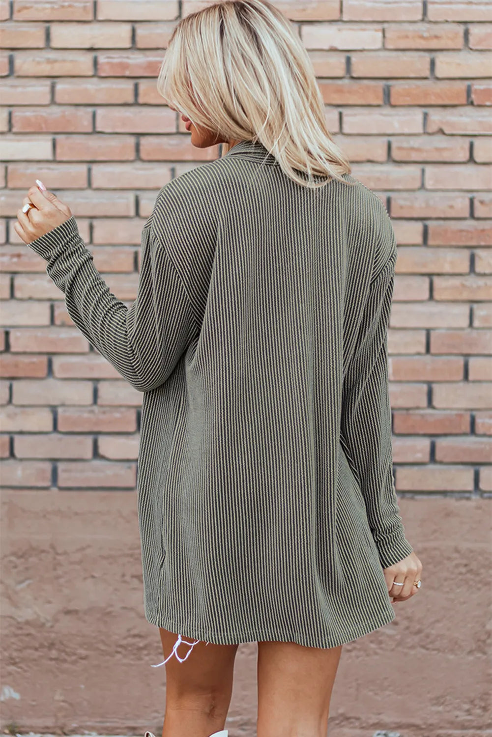 Textured Open Front Long Sleeve Cover Up