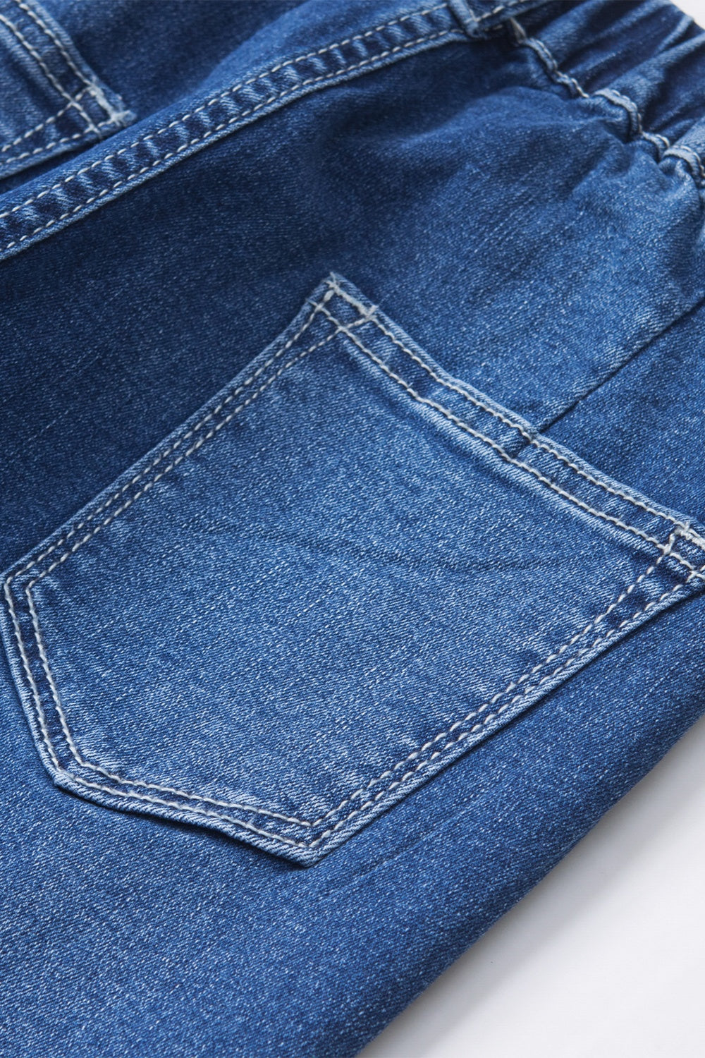 Elastic Waist Bootcut Jeans with Pockets