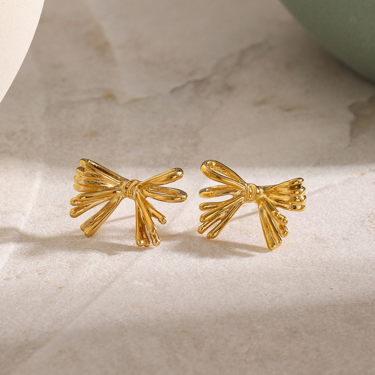 16K Gold-Plated Stainless Steel Bow Earrings