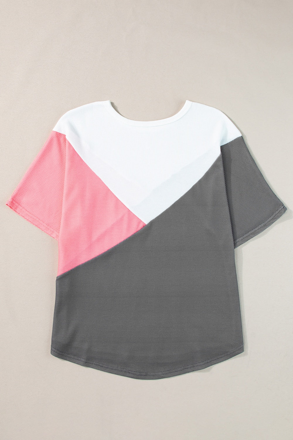 Color Block Round Neck Half Sleeve Top